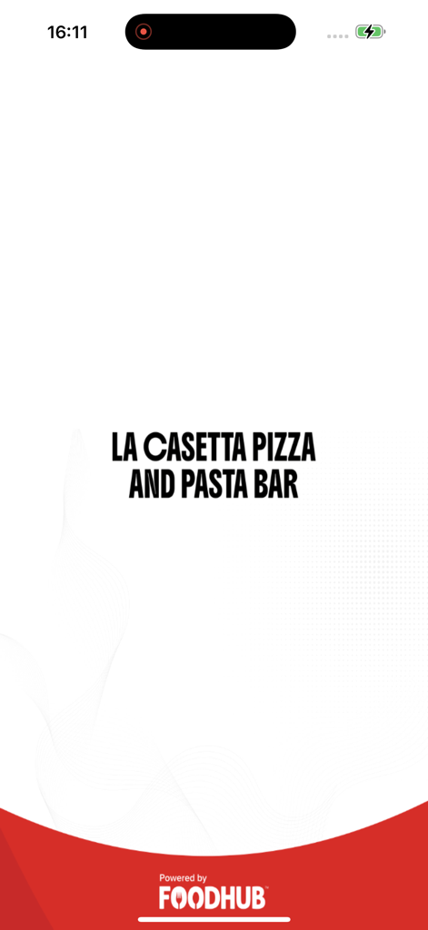 La Casetta Pizza And Pasta Bar - La Casetta Pizza and Pasta Bar app splash screen showing brand logo and Foodhub affiliation