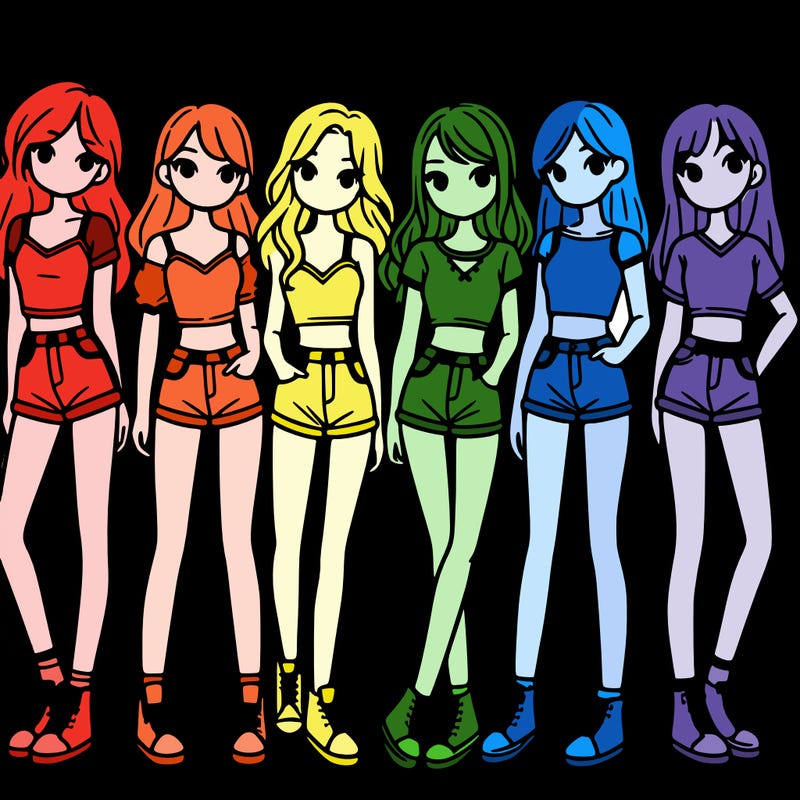 a group of girls wearing crop tops and shorts