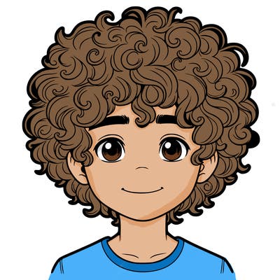 realistic curly hair boy