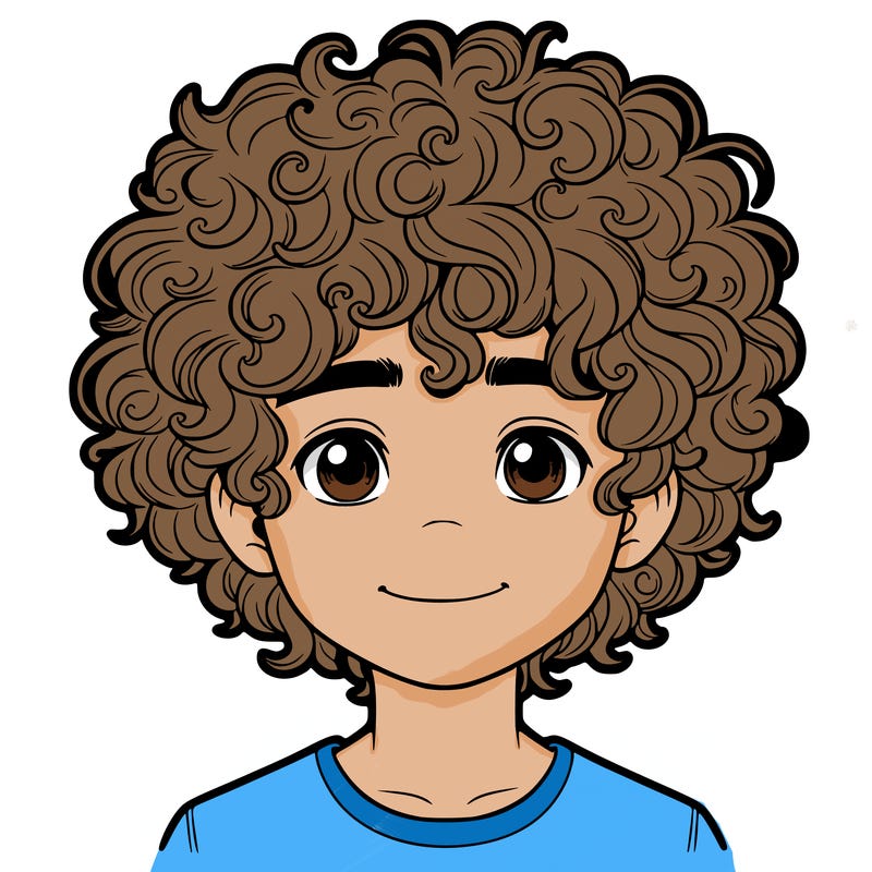 realistic curly hair boy