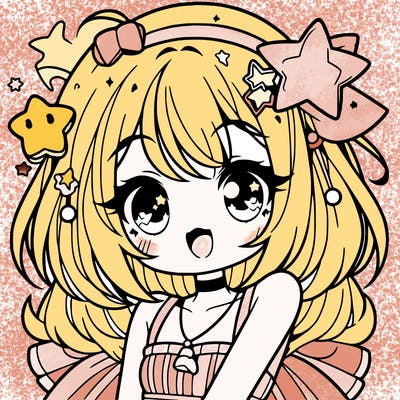 cute anime girl with star accessories