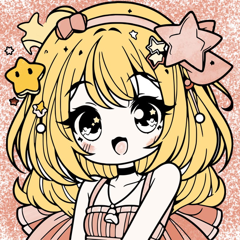 cute anime girl with star accessories