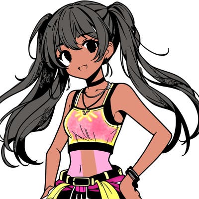anime girl wearing crop top