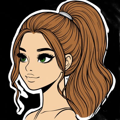 realistic girl with a high ponytail