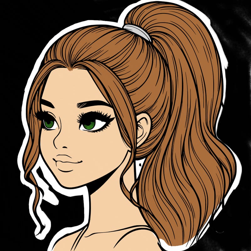 realistic girl with a high ponytail