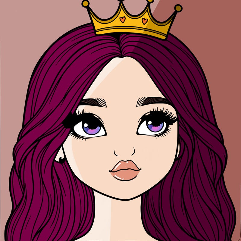 a realistic girl with a crown on