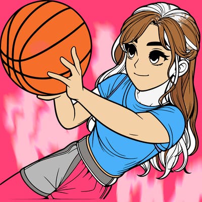 realistic girl playing basketball
