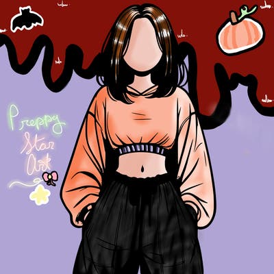 realistic girl faceless with baggy pants and a crop top