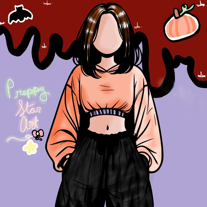 realistic girl faceless with baggy pants and a crop top