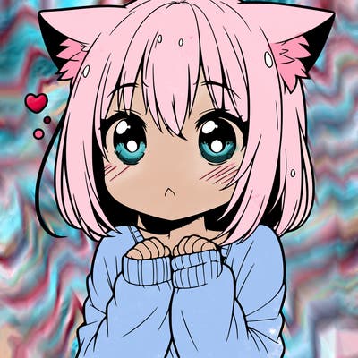 shy anime catgirl