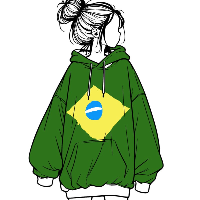 realistic girl with a oversized sweatshirt on and a bun