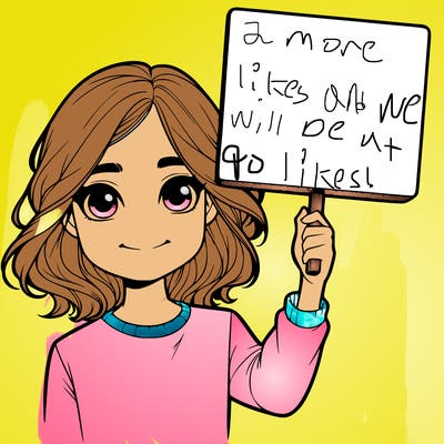 realistic girl holding up a sign