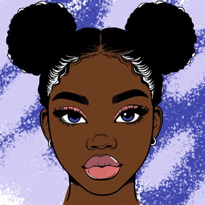 realistic black woman with two buns