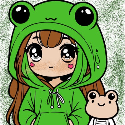 girl in in frog hoodie