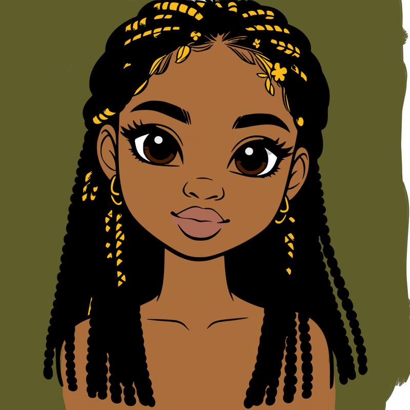 a realistic black girl with braids