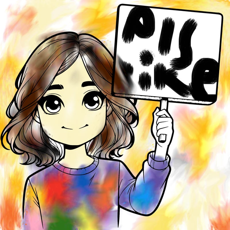 realistic girl holding up a sign