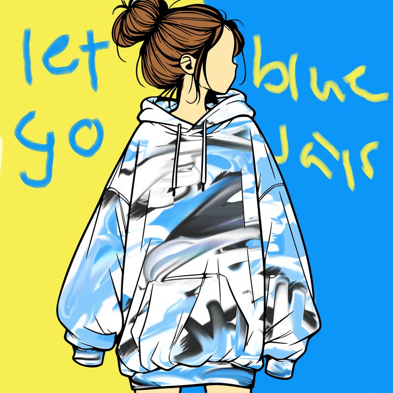 realistic girl with a oversized sweatshirt on and a bun