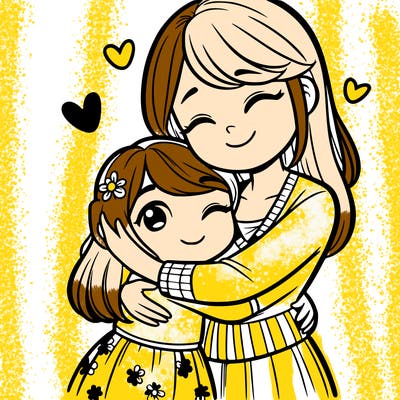 girl hugging her mom