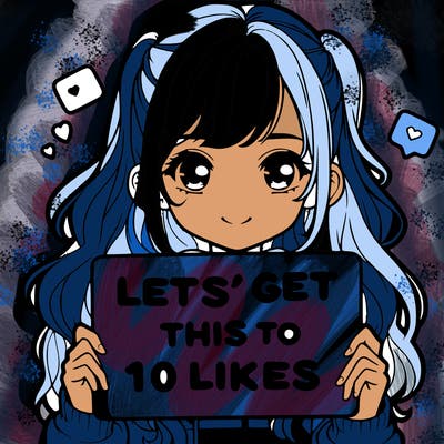 girl holding up sign that says let’s get this to 10 likes realistic