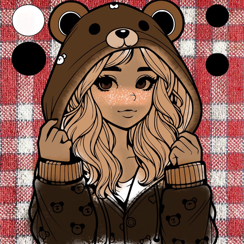 realistic girl in a animal pjs hoodie
