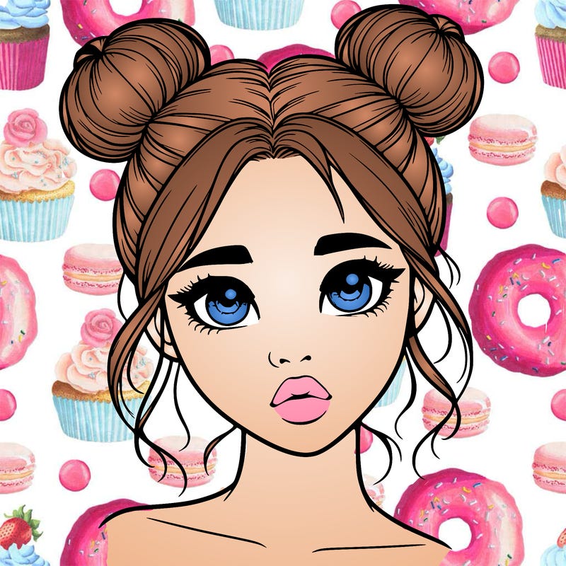 realistic girl with two buns on her head