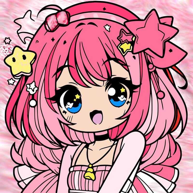 cute anime girl with star accessories