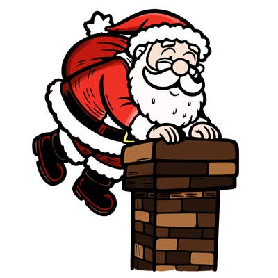 santa climbing down a chimney