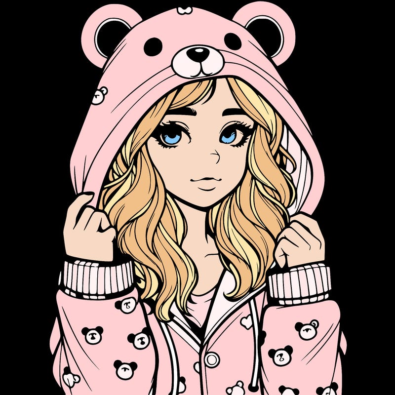 realistic girl in a animal pjs hoodie