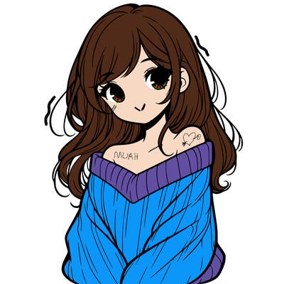 shy pretty girl wearing a sweater that is falling off one shoulder portrait
