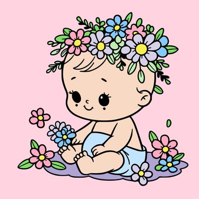 baby with flowers