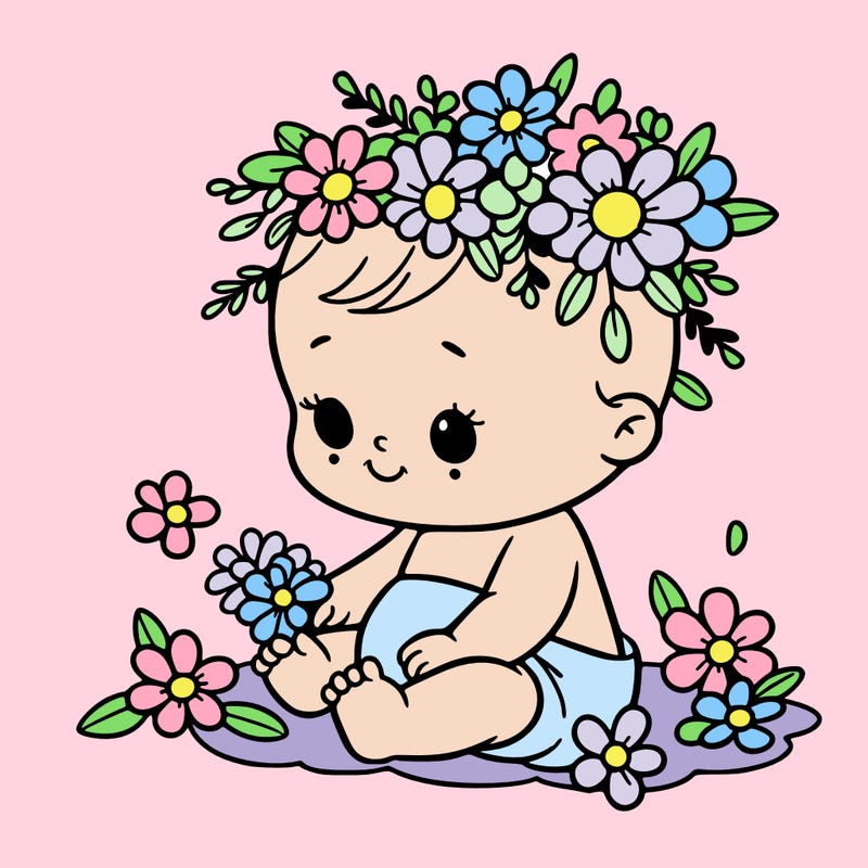 baby with flowers