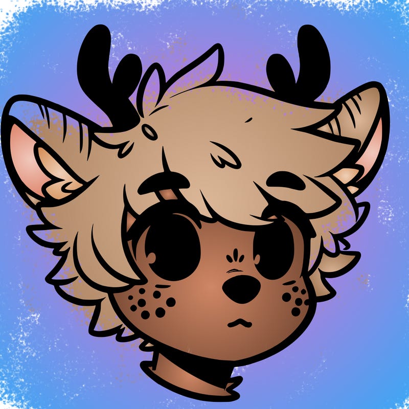 a humanoid deer with soft fluffy ears