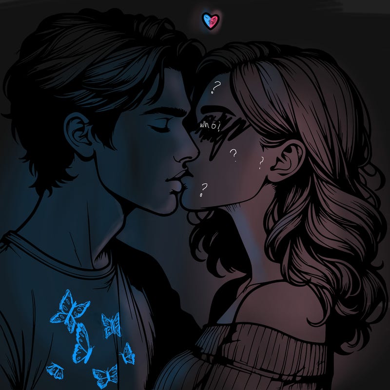realistic couple kissing