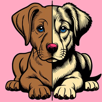 realistic dog split picture