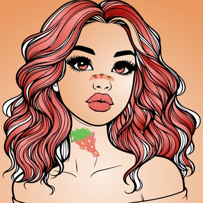 realistic girl with wavy hair and lips