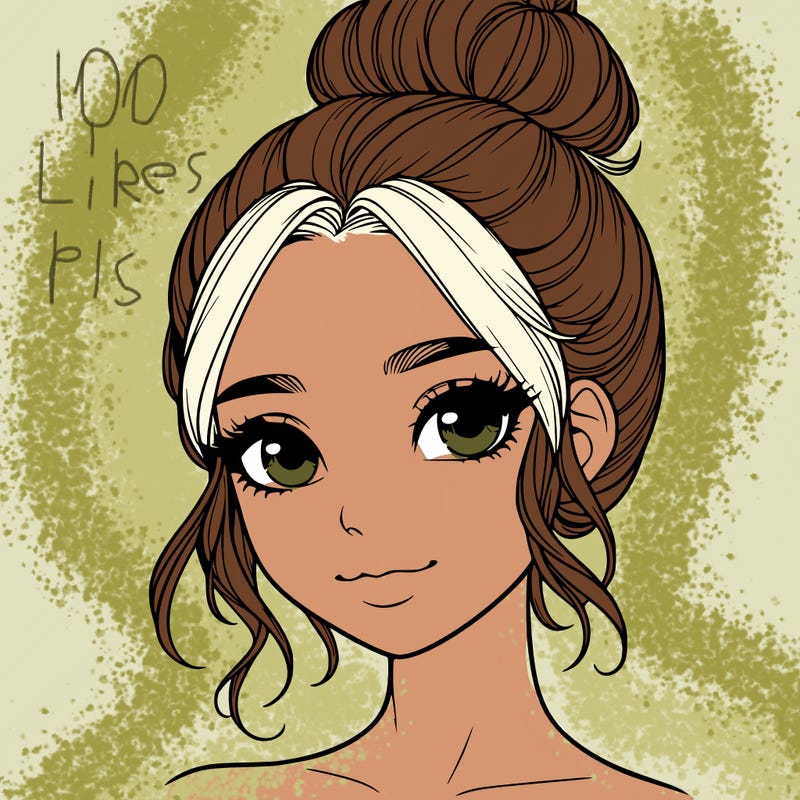 realistic pretty girl with hair in bun