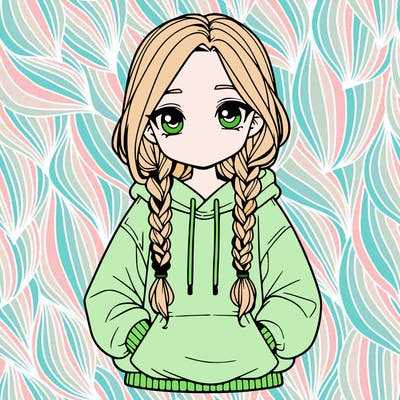 a realistic girl with a oversized hoodie and she has braids