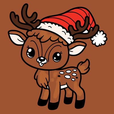 christmas reindeer with santa hat