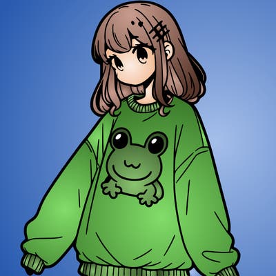 girl wearing frogging sweatshirt