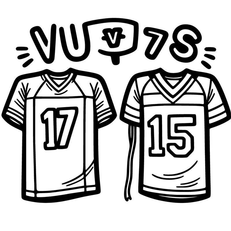 a jersey with the number 17 and a jersey with the number 15 and a “vs” sign in the middle