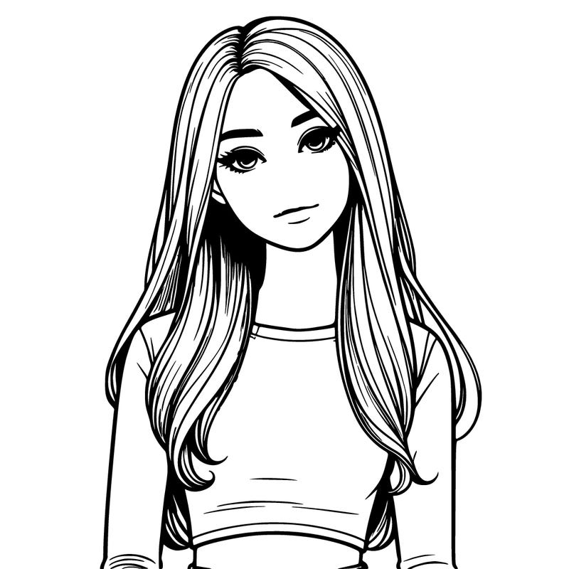 realistic girl with straight hair and a crop top