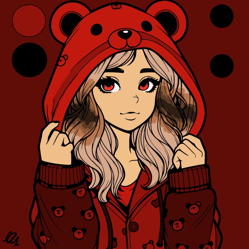 realistic girl in a animal pjs hoodie