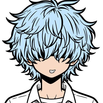 manga boy fluffy hair covering his eyes