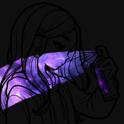 a realistic girl spray painting