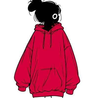 realistic girl with a oversized sweatshirt on and a bun