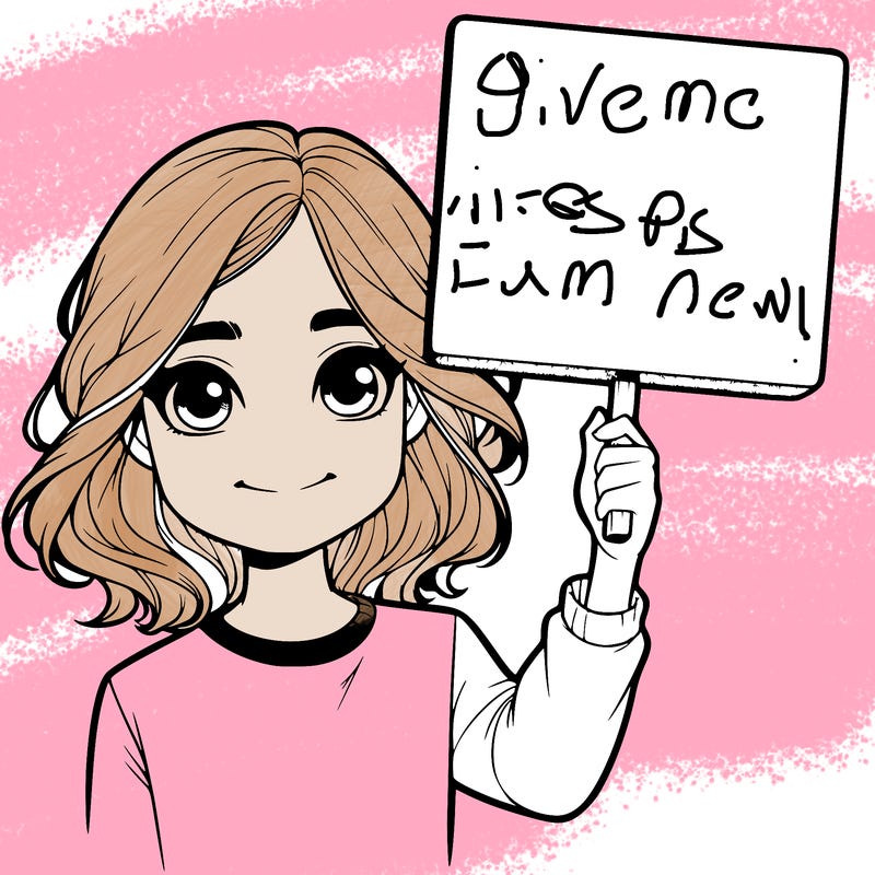 realistic girl holding up a sign