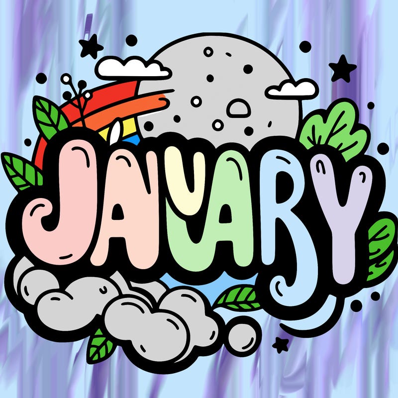 january in bubble letters
