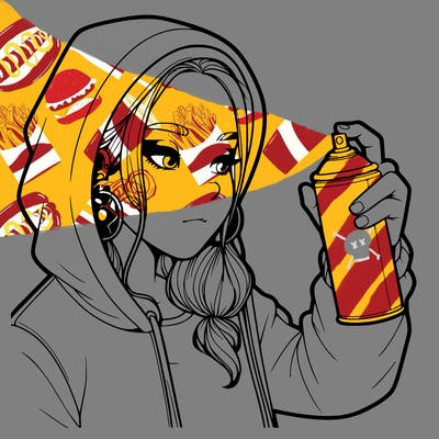 a realistic girl, spray painting