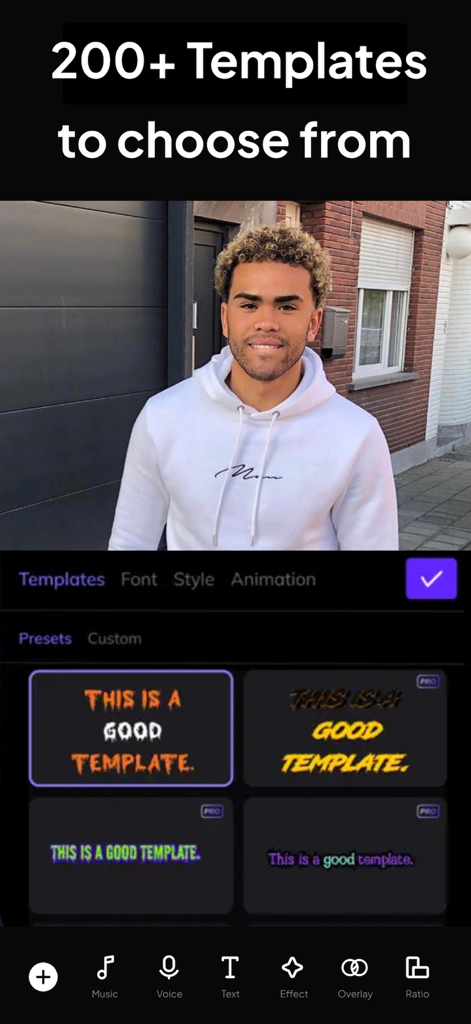 Kaptioned: Automatic Subtitles - Kaptioned mobile app interface showing a library of subtitle templates and styles for social media videos