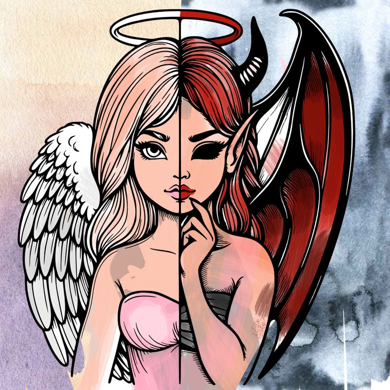 realistic angel half demon